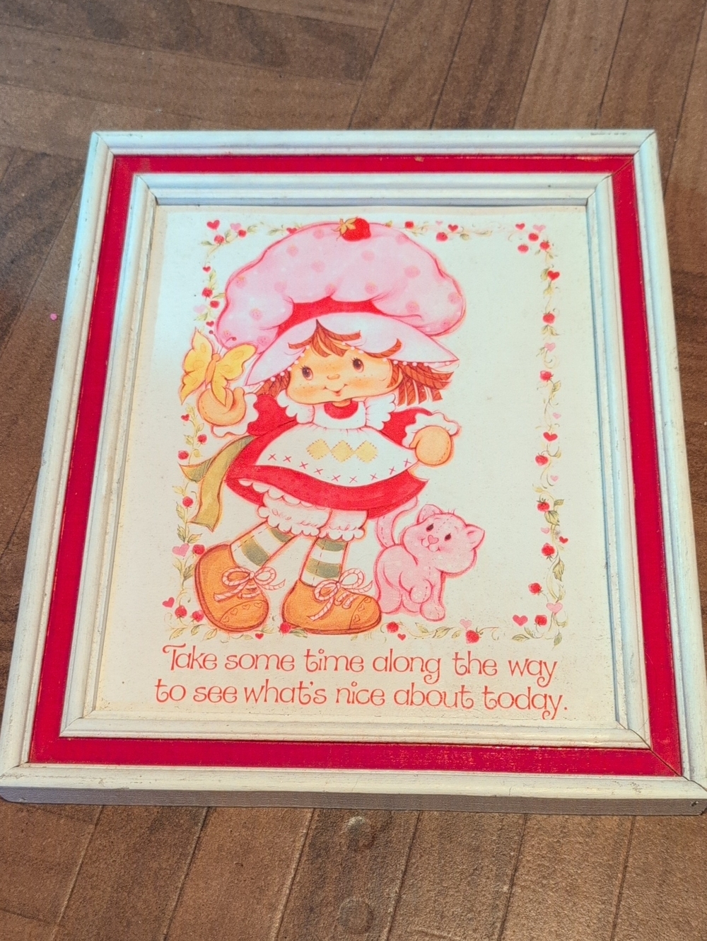 Strawberry Shortcake Girl Wall Art Print - Pink & Red